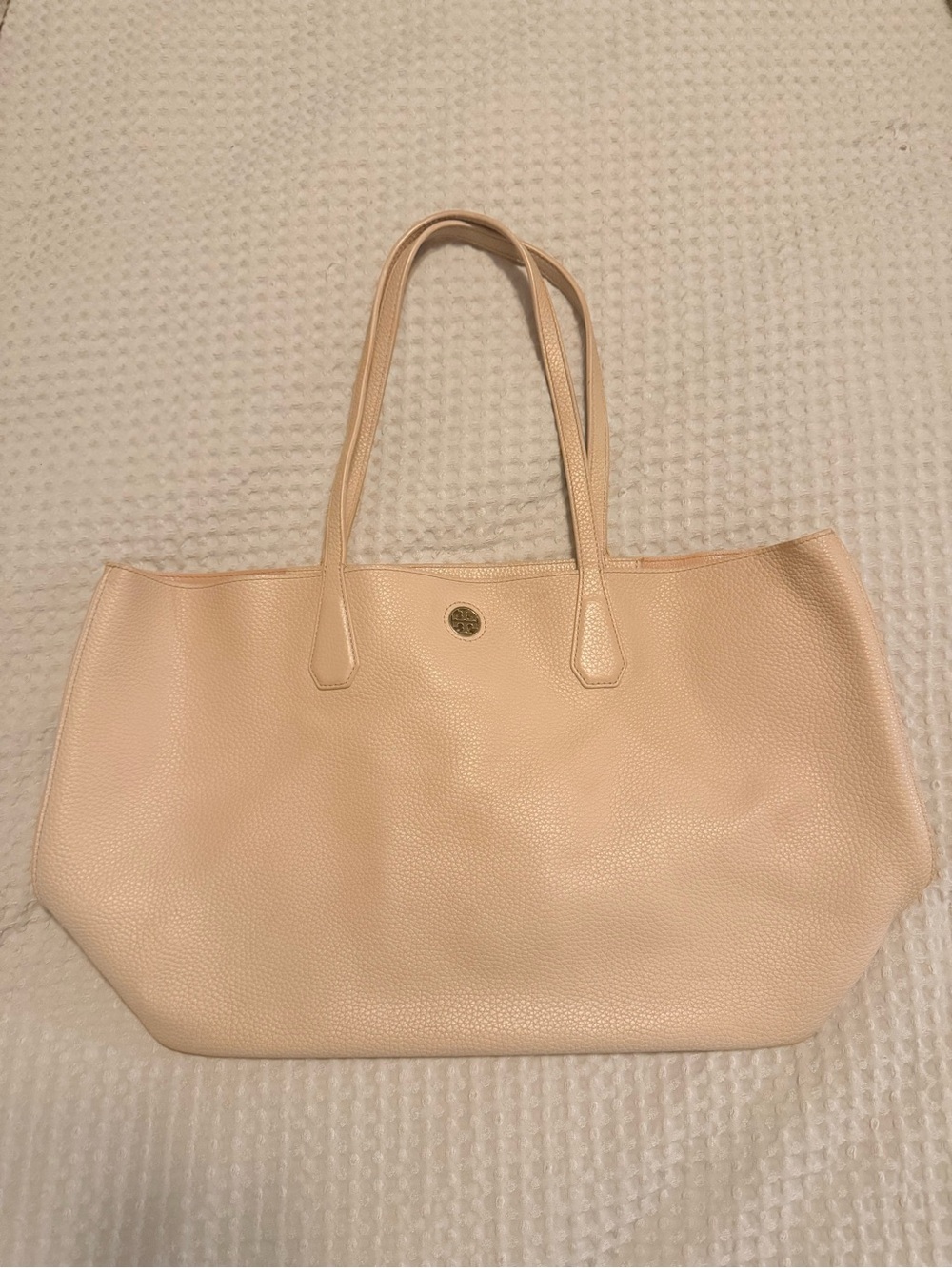 Tory Burch Pebbled Leather Tote in Light Blush